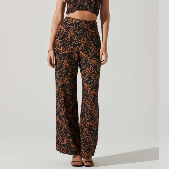Astr the label SAYLA WIDE LEG ABSTRACT PRINT PANTS BLACK RUST PRINT women’s XL - Picture 5 of 11